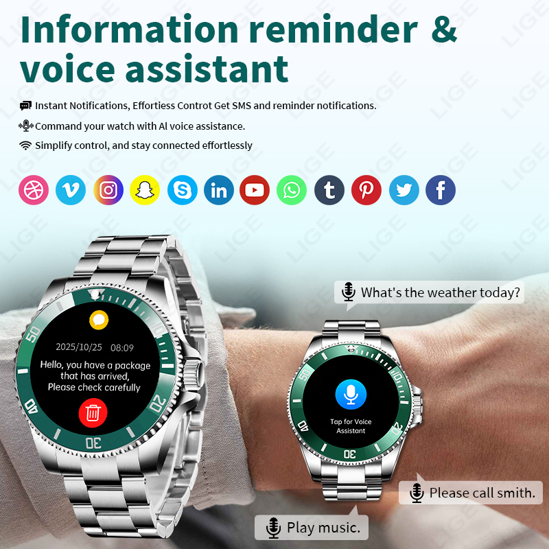 LIGE New Smart Watch Men Bluet - Luxury Watch In The World 评论和价格
