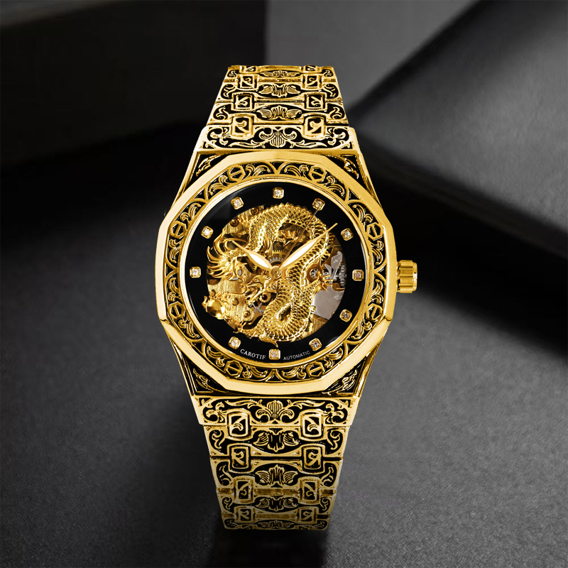 A men's black and gold vintage - Luxury Watch Gold And Black 评论和价格