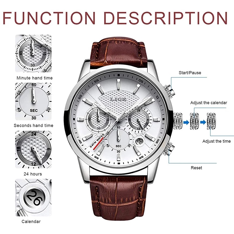 LIGE 2025 Watch Men Fashion Sp - Luxury Watch Longines 评论和价格