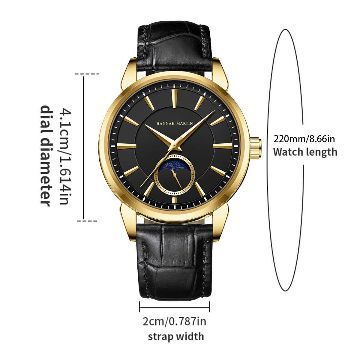 Hannah Martin Men Multi functi - Luxury Watch Gold And Black 评论和价格