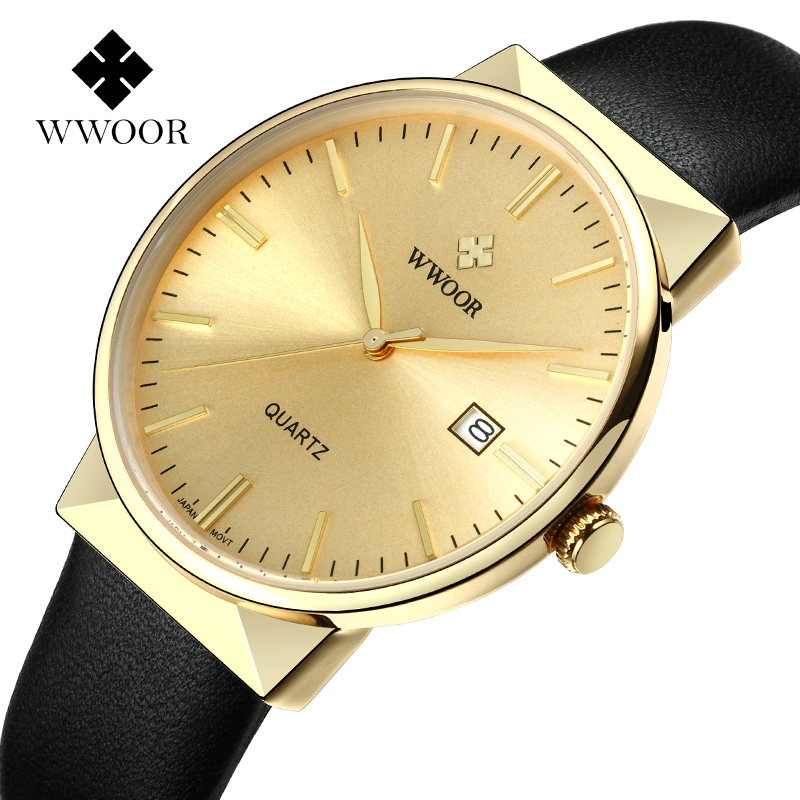 WWOOR Men's Watches Top Brand  - Luxury Watch Gold And Black 评论和价格