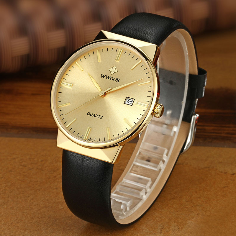 WWOOR Men's Watches Top Brand  - Luxury Watch Gold And Black 评论和价格