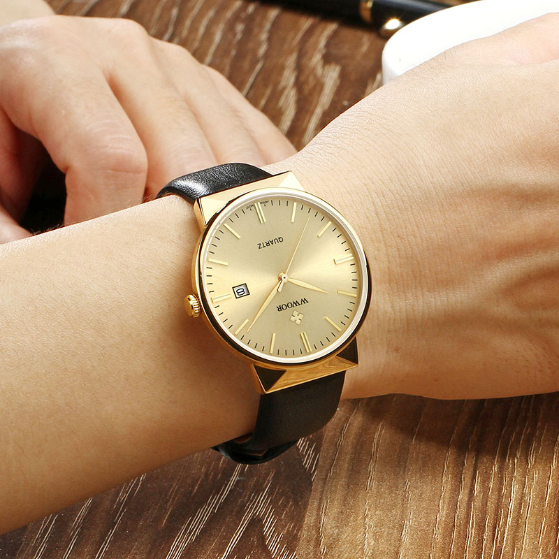 WWOOR Men's Watches Top Brand  - Luxury Watch Gold And Black 评论和价格