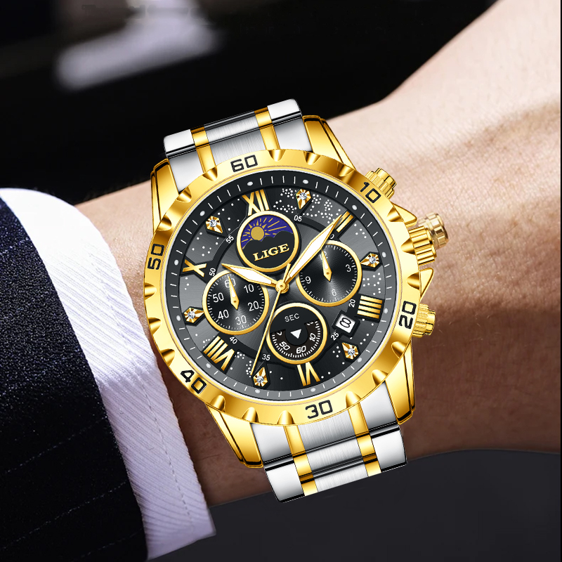 LIGE Top Brand Luxury Quartz M - Luxury Watch For Men 评论和价格