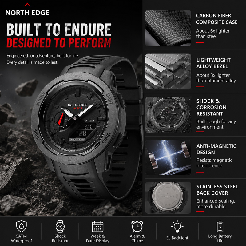 2026 NORTH EDGE Mars 3 Men Dig - Luxury Watch In The World 评论和价格