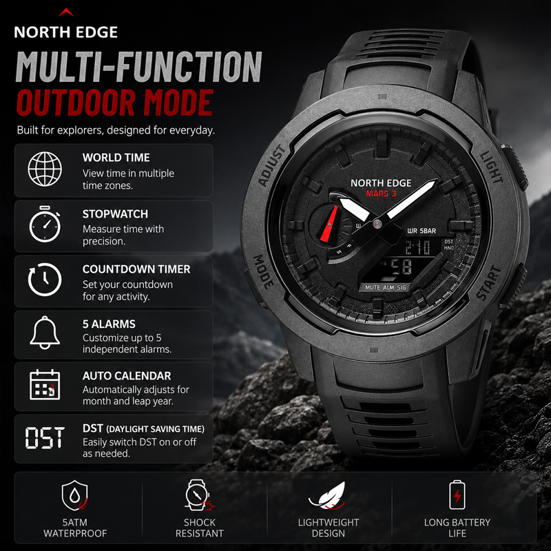 2026 NORTH EDGE Mars 3 Men Dig - Luxury Watch In The World 评论和价格