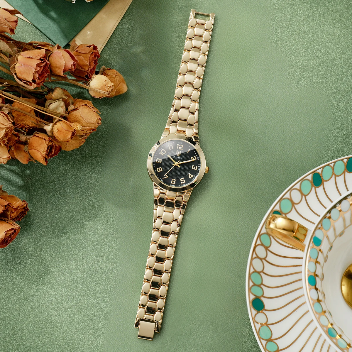 Luxury Gold Tone Women's Wrist - Luxury Watch Gold And Black 评论和价格