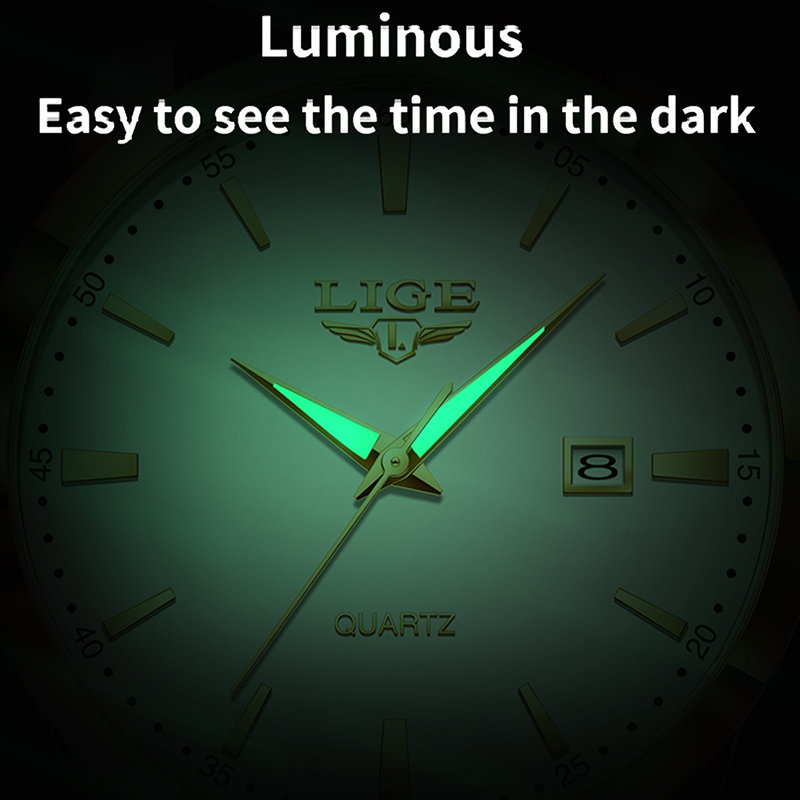 LIGE Fashion Brown Leather Wat - Luxury Watch Longines 评论和价格