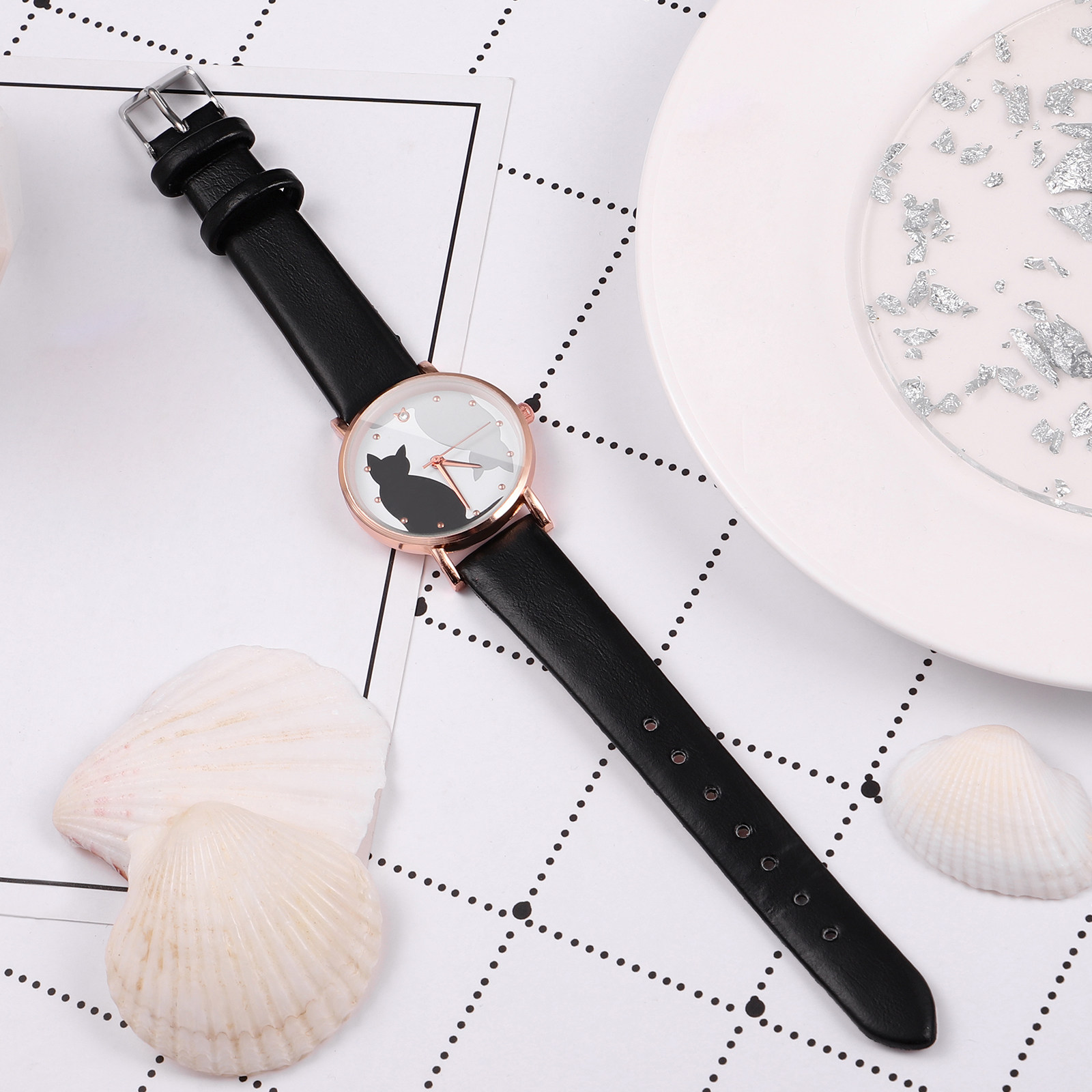 Lovely Cartoon Cat Kids Watch  - Luxury Watch Gold And Black 评论和价格