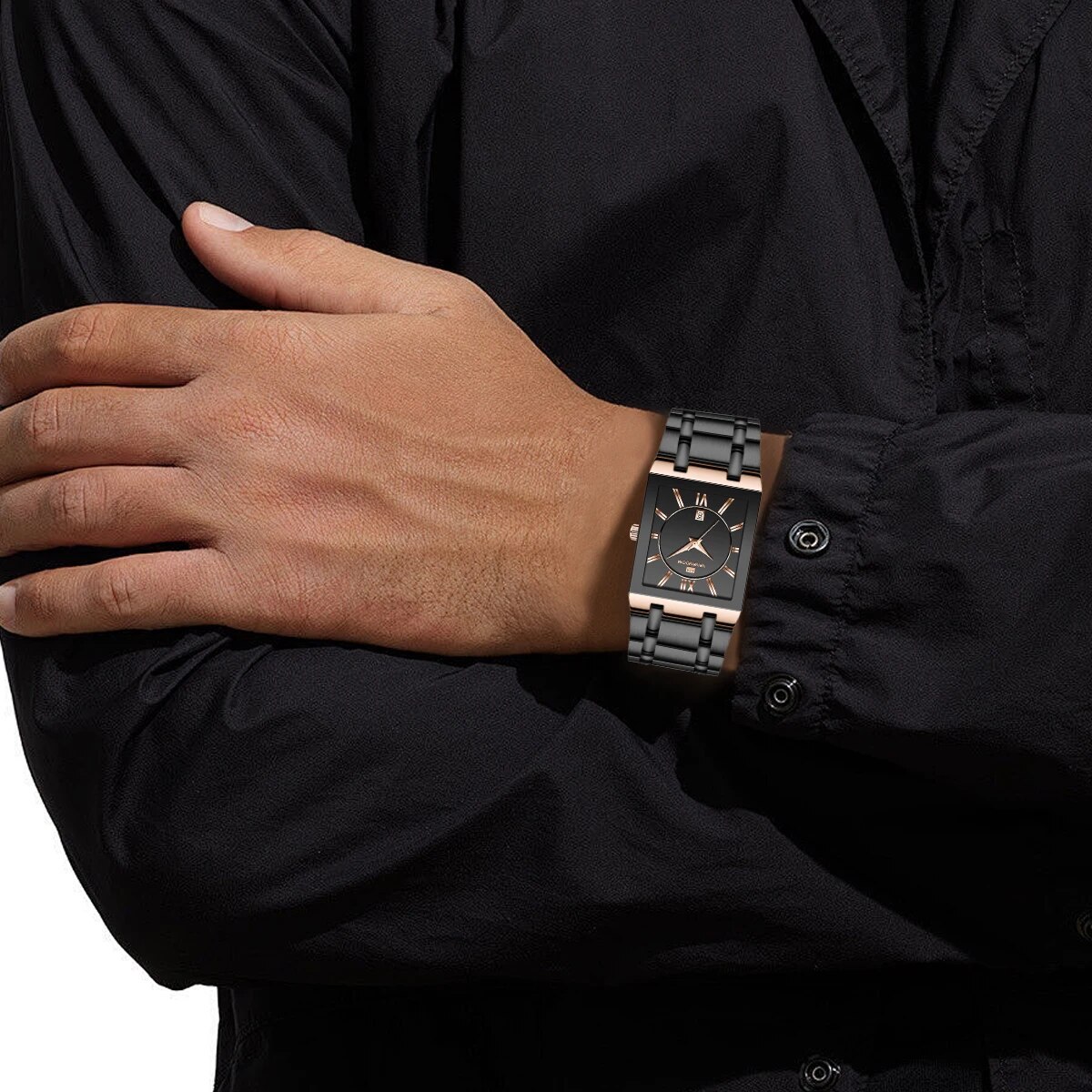 Men Business Watch Simple Desi - Luxury Watch Gold And Black 评论和价格