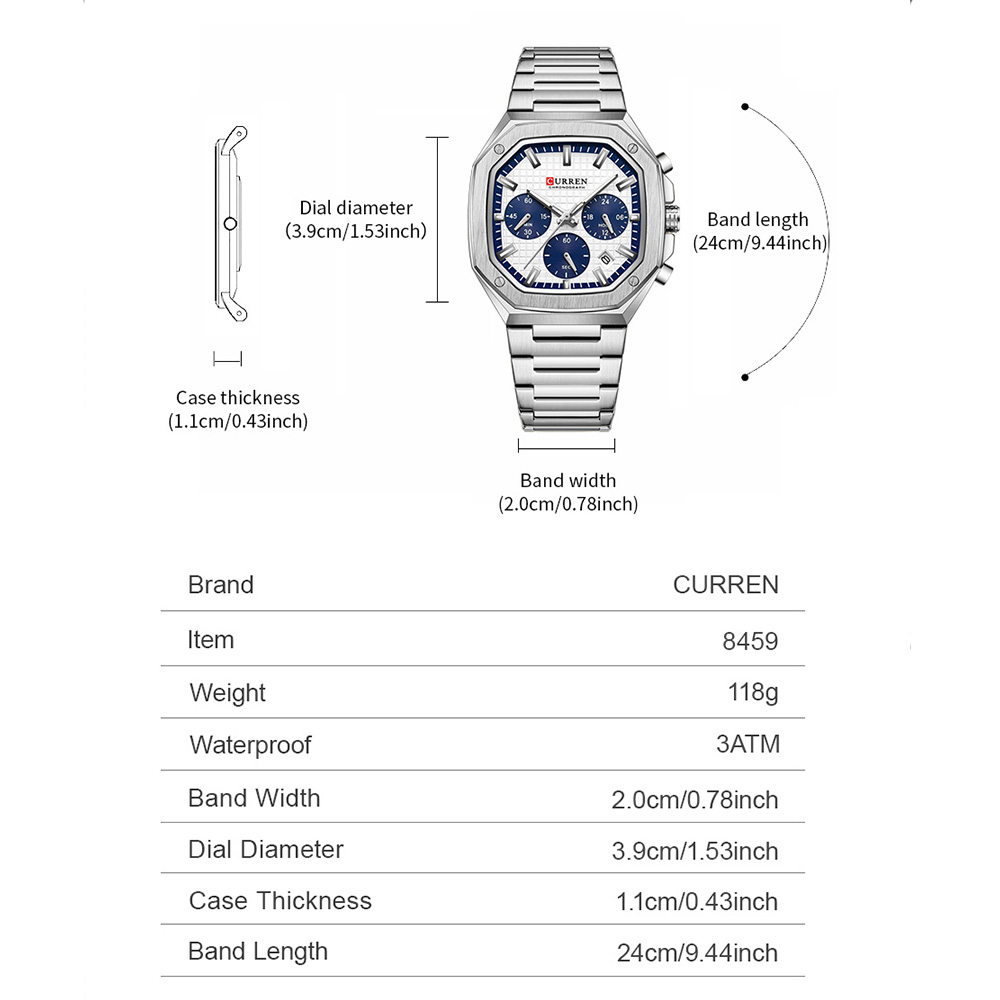 CURREN Luxury Square Chrono Wa - Luxury Watch For Men 评论和价格