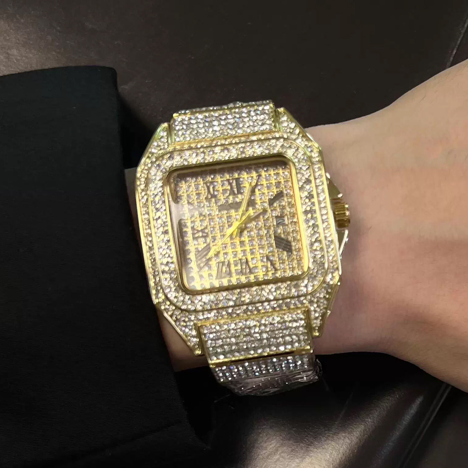 Gold or Black Watch Ice Out Sq - Luxury Watch Gold And Black 评论和价格